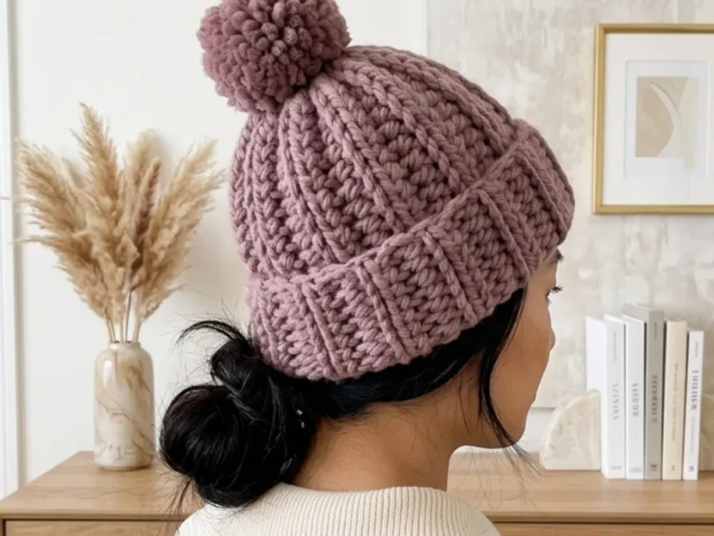 Chunky Ribbed Winter Hat Free Crochet Pattern