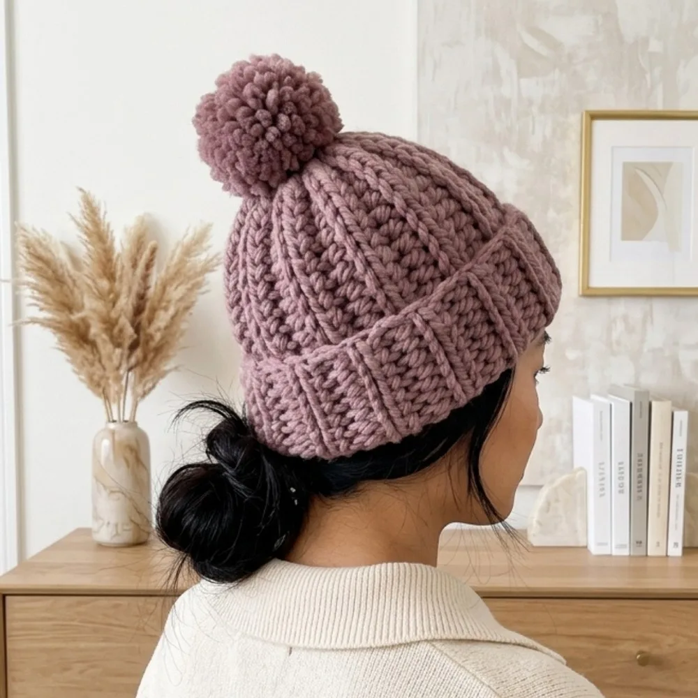 Chunky Ribbed Winter Hat Free Crochet Pattern