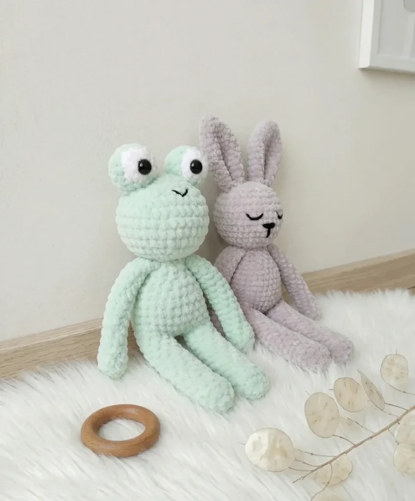 Crochet a bunny or frog from one amigurumi base