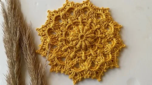 Crochet floral mandala doily for table decor — photo 2