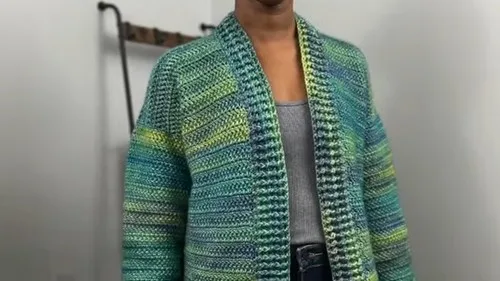 Crochet Full Sleeve Cardigan Pattern With Herringbone Stitch