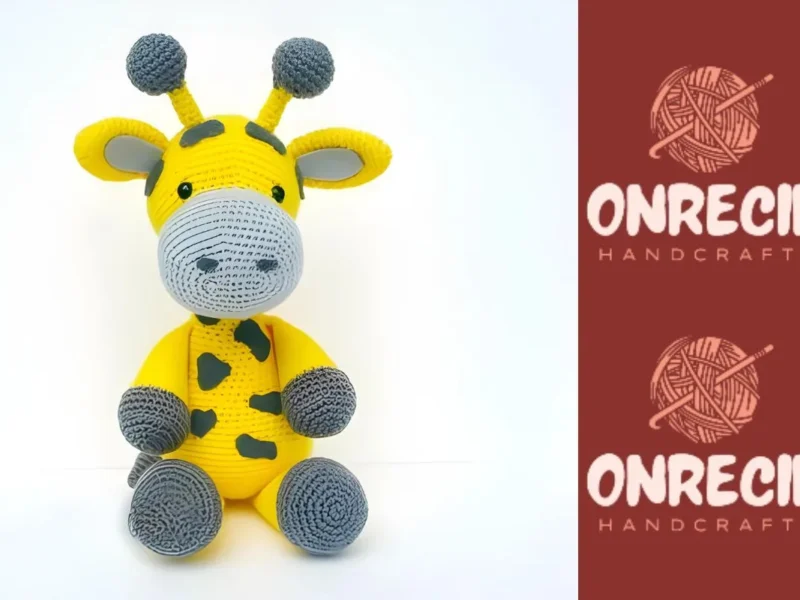Crochet giraffe amigurumi pattern with horns and ears
