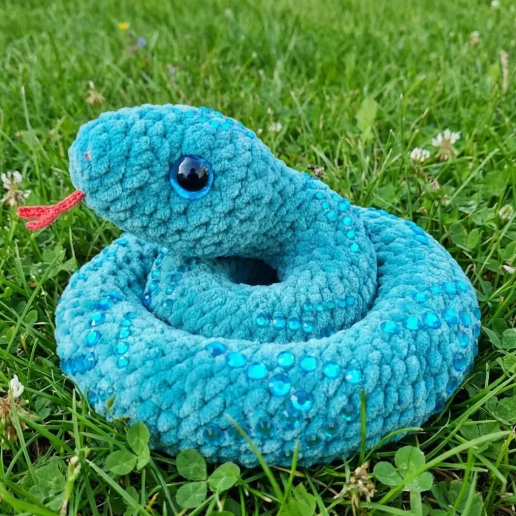 Crochet a mini snake amigurumi with a curved neck and tail