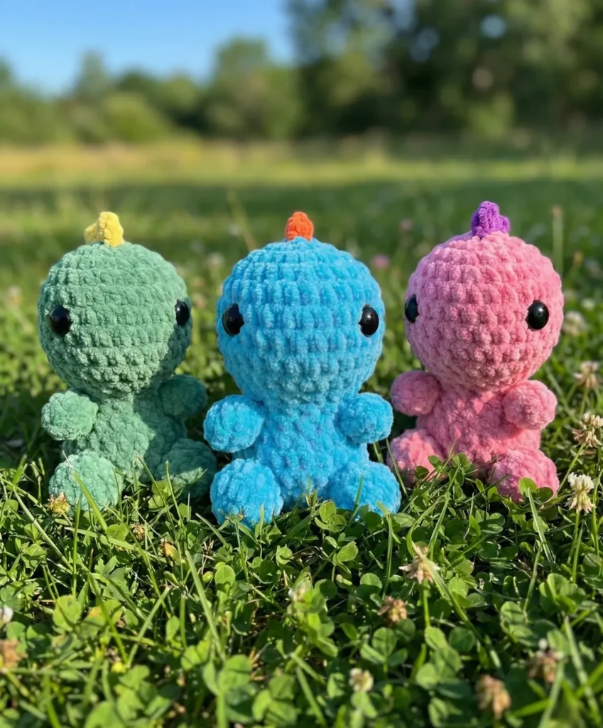 Crochet a no-sew amigurumi dinosaur in one continuous piece