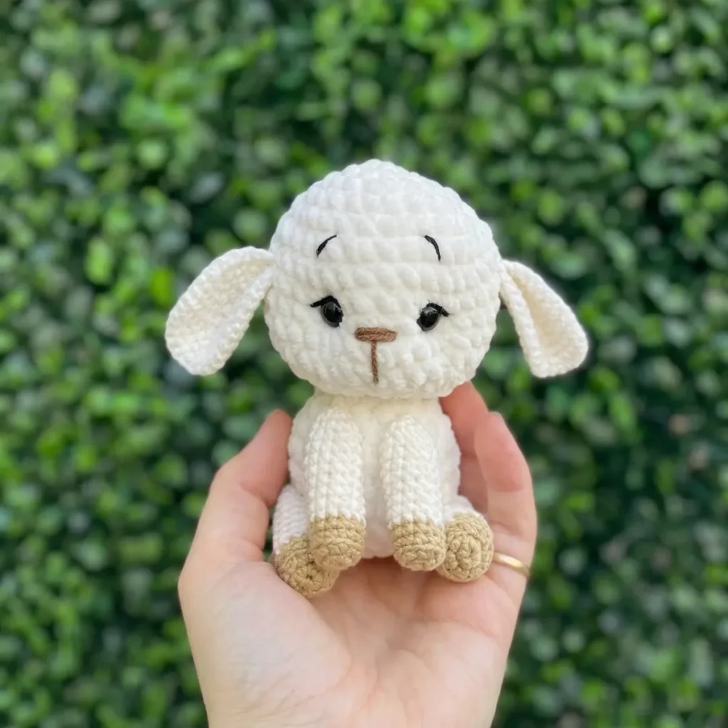 How to crochet a plush lamb amigurumi toy