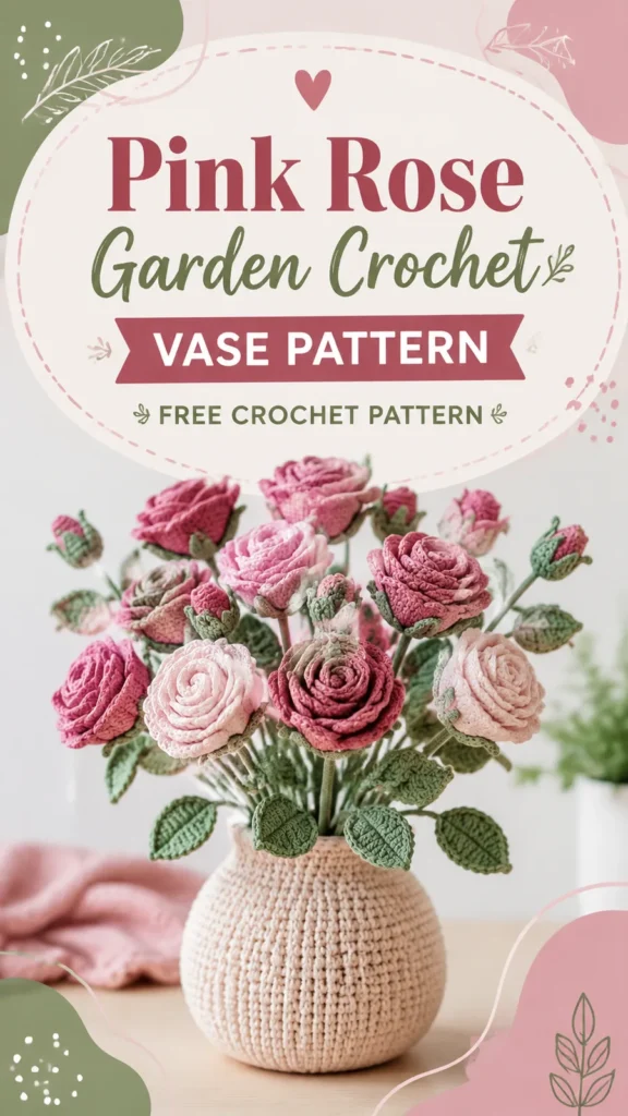 How to Crochet a Rose Bouquet in a Vase