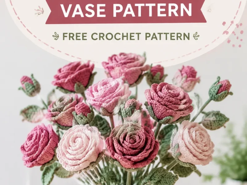 How to Crochet a Rose Bouquet in a Vase