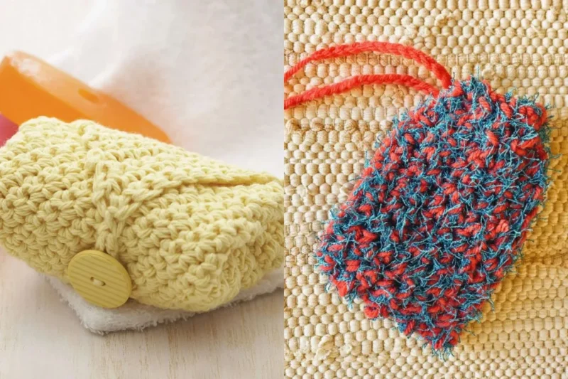 Crochet soap holder pouch with hanging loop — photo 3