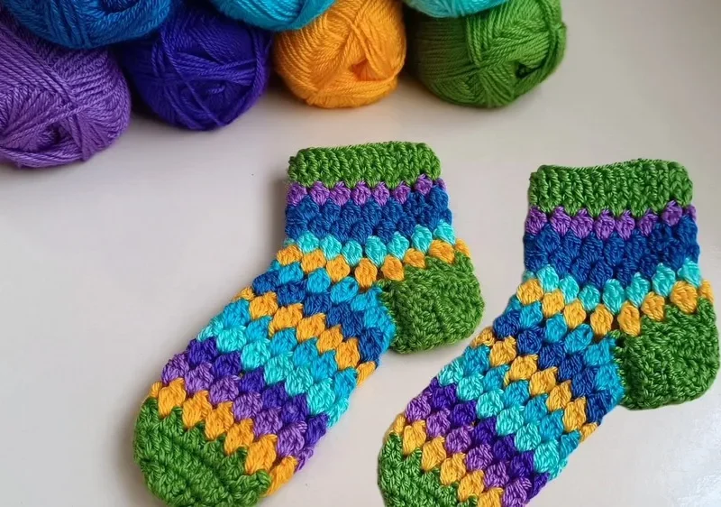 Crochet worsted weight socks with a turned heel