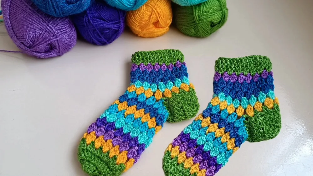 Crochet worsted weight socks with a turned heel