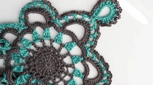 Granny square lace top: twelve ten-round squares joined