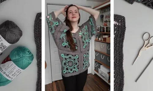 Granny square lace top: twelve ten-round squares joined — photo 2