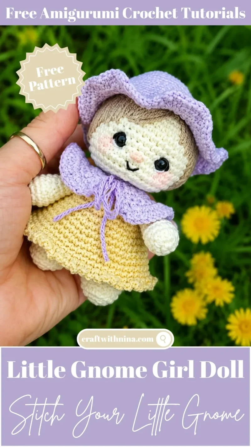 Little gnome girl doll amigurumi with a floral cap — photo 3