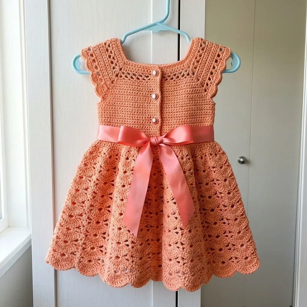Peach Blossom Crochet Toddler Dress Free Pattern