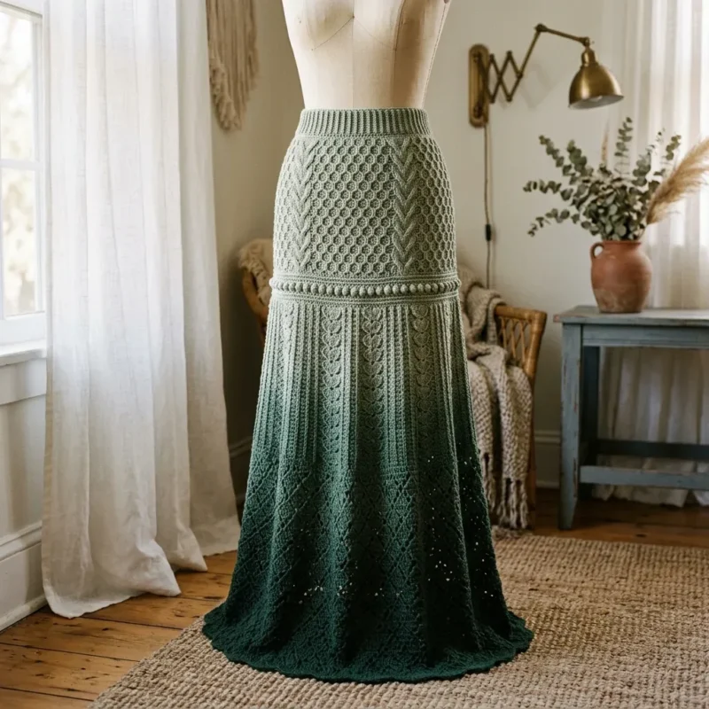 Sage Green Botanical Lace Maxi Skirt Free Crochet Pattern โ photo 2