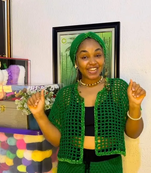 Mesh cardigan build: panels, neck decrease, and sleeve join